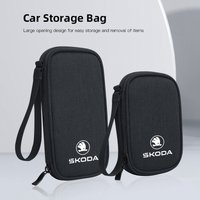 Car Cable Drive Earphone Charger Protable Storage Bag For New Skoda Octavia Kodiaq Fabia Superb Karoq Yeti Rapid Mk3 Vrs Kamiq