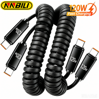 NNBILI 2pcs Car Spring Type C Cable for iPhone 16/17 Xiaomi Samsung 120W Fast Charging for Macbook iPad Type C to Type C Cable