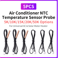 5PCS Universal Air Conditioner Temperature Sensor Rubber Copper Head 5K 10K 15K 20K 25K 50K NTC Probe for Solar Electric Water H