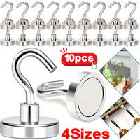 10pcs Premium Stainless Steel Magnetic Hooks Multi-Purpose Home Kitchen Storage Hook Hole-Free Strong Magnetic Holder