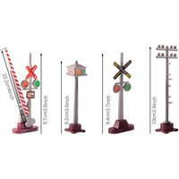 8pcs Railway Train Traffic Signs Model Toys ABS Plastic Traffic Lights Telephone Poles Collection Birthday Gift for Kids