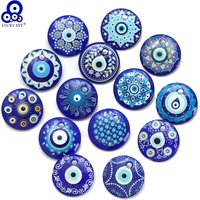 Lucky Eye Flower Pattern Charm Pendant Glass Turkish Evil Eye Pendant Charm for Jewelry Making DIY Keychain Necklace Accessories