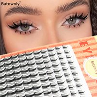 100 Clusters of Fairy Eyelashes, Natural Style Manga Eye False Eyelashes, Anime Effect, Cluster Fluffy Effect, D Curl, DIY Single Cluster Eyelash Extensions, 8-16mm, Easy for Beginners to Use