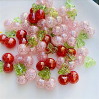 10pcs Cute Cartoon Fruit Pendant 3D Gentle Little Girl Pendants Red Pink Cherry Broken Feeling Gloss Diy Necklace Accessories