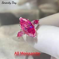Serenity 5ct Marquise Pink Moissanite Rings for Women Party Sparkling Lab Diamond Luxuy Rings S925 Sterling Silver Bands Jewelry