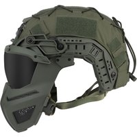 Tactical FAST Helmet Half Face Mask With Flip Goggles Black/Clear 2Pcs Lenses for Hunting Airsoft CS Game Paintball Mask Gear
