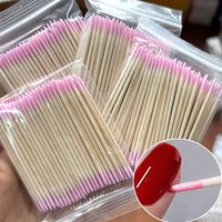 Pink Double Head Nail Art Cuticle Pusher Remover 7CM Wood Sticks Cotton Swab Clean Tool for Nail Rhinestone Makeup