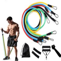 11-Piece Set Resistance BandsTensioner Pull Rope Fitness Multi-function Tensioner Suit Muscle Training Belt Elastic Sleeve Bands