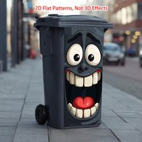 1pcs Funny Face Trash Can Stickers Cartoon Smile Garbage Bin Decals Waterproof PVC Sticker Set for Kitchen Office Home Decor