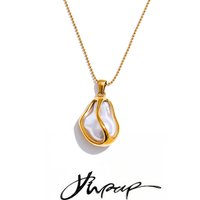 Yhpup New Arrivals Baroque Simulated Pearls Pendant Necklace for Women Stylish Unique Chic Retro Collar Jewelry Gift Waterproof