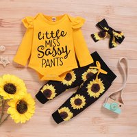 T-shirt à manches longues et pantalon pour bébé fille de 3 à 18 mois, ensemble 2 pièces avec monogramme
