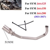 Rura 51MM do SYM Jet‑X 150 JetX125 JetX200 2021-2027, przednia rura łącząca układ wydechowy motocykla, system wydechowy JetX125, stal nierdzewna