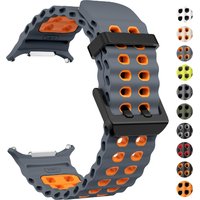 NEW Marine Silicone Strap for Samsung Galaxy Watch 7 Ultra 47mm Bracelet Sport Two-tone Watchband watch8 2025 Ultra 2