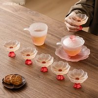 Pink Glass Tea Set Home High Temperature Gaiwan Fair Cup Teacup Set Chinese Exquisite Teaware Set Boutique Beauty Tea Infuser