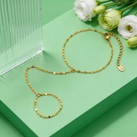 Stainless Steel Lip Chain Finger Chain Bracelet for Women Link Chain Connecting Hand Harness Bracelets Fashion Hand Jewelry Gift