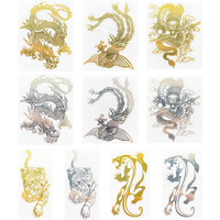 Creative dragon Phoenix metal transfer sticker Gold and silver tiger knife dragon pattern personality DIY decorative stickers