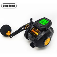 Rechargeable 7.2:1 Digital Fishing Baitcasting Reel w/ Accurate Line Counter Large Display Bite Alarm or Carbon Sea Fishing Rod