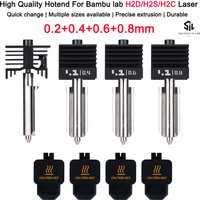 Nowy, wysokiej jakości zestaw hotendu H2D H2S H2C z dyszą ze stali hartowanej 0.2/0.4/0.6/0.8mm, zamiennik hotendu do Bambu H2D A1 A1mini