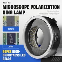 Upgraded iFixes IL37 Microscope Ring Light Polarized LED Lamp Anti Glare Adjustable Illuminator with Rotatable Analysis Aperture