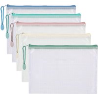Macaron Mesh Zipper Bag Student Subject Waterproof Bag Document Test Paper Storage Cosmetics Tote Gift Stationery Bag