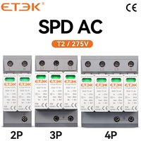 ETEK maison dispositif de Protection contre les surtensions protecteur parafoudre Type de Protection T2 SPD AC 2P 3P 4P 20KA ~ 40KA 275V EKU5
