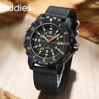 ADDIES Men's Outdoor Fashion Watch 25cm Nylon Strap 50m Water Resistance Luminous Tube Display Sporty Quartz Watch with Calendar