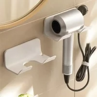 Hair Dryer Stand Holder Wall Mounted ABS Punch Free Blow Dryer Holder Rack Organizer for Hair Dryer White Black Hair Holder