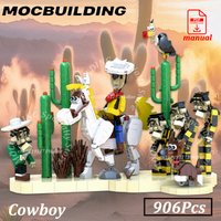 American Western Cowboys Diorama Model MOC Building Blocks Brick Lucky Lukeed Cowboy Construction Toys Gift