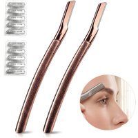Premium Zinc Alloy Eyebrow Razor Safe Metal Trimmer Anti-Scratch Facial Hair Remover Detachable Blade Beauty Makeup Tool