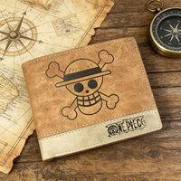 Anime One Piece Short PU Wallet High Quality Fashion Embossed Men's Short Wallet Cartoon Character Luffy Skeleton Boy's Wallet