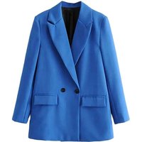 Women Chic Office Lady Double Breasted Blazer Vintage Coat Fashion Notched Collar Long Sleeve Ladies Outerwear Stylish Tops