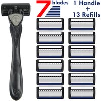7-Layer Razor Head Manual Shaver, Blade Razor Safety Shaving Beard Moustache Manual Shaver Set