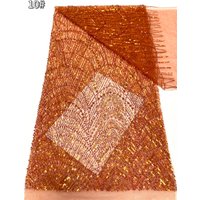 High Quality African Gold Handmade Beaded Lace Fabirc Sewing sequins Embroidery Nigreian Lace Fabric Women Wedding Dress
