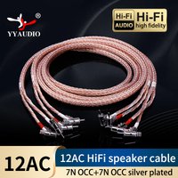1Pair HiFi 12AC 7N OCC Speaker Cable Rhodium-Plated Banana Plug Amplifier Player interconnection Wire Self-locking Gun Plug