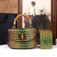 2026 New Crocodile Leather Mother Bag Fashion New Women's Bamboo Single Shoulder Crossbody Bag Trendy Versatile Handbag