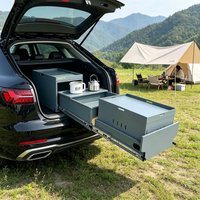 Slide Out Camping Kitchen Box Over Landing Camping Stainless Steel Truck Kichen Organizer SUV Camper Accessories