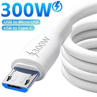 300W Super Fast Charging Cable USB C To Type C Micro USB Liquid Silicone Cable for Samsung IPhone 15 Pro Max S24 Xiaomi Huawei