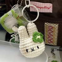 New Cartoon Kawaii Miffy Keychain Handmade Crochet Charms Backpack Dopamine Anime Accessories Girls Perfect Birthday Present