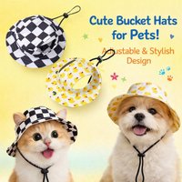 Pet Bucket Hat Summer Sun Protection Cap Lightweight Polyester Adjustable Strap Outdoor Sun Shade Hat For Dog Cat