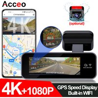 ACCEO 4K Car Dashcam with WiFi Night Vision Optional 1080P Rearview Camera and GPS Dual Lens 24H Parking Mode Car Video Recorder