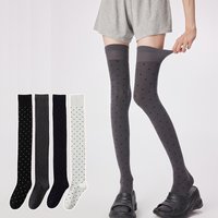 Spring Ladies Polka Dot Knee High Socks Fashionable High Quality Combed Cotton Stockings Suitable For Women's Clothing With Gift