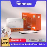 SONOFF ZBMINI L2 Zigbee Smart Switch No Neutral Wire Required 1-Gang Two-Way Control via eWeLink APP Support Alexa Google Alice
