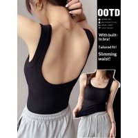 Sexy Backless Square Neck Camisole with Chest Cushion, Women's Hot Selling Outerwear Base, Slim Fit, Strapless Solid Color Top
