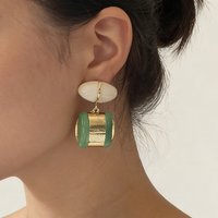 ZAA Double-layer Resin Earrings for Women 2026 New Spring Fashion Jewelry Statement Casual Style Holiday Party Gifts
