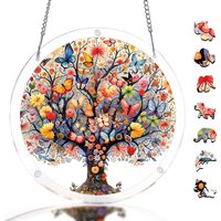 Butterfly Tree Acrylic Puzzle Suncatcher, Acrylic Jigsaw Puzzle Window Hanging, DIY Sun Catcher Window Hanging, Home Decor