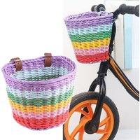 1Pc Children Bike Basket Imitation Rattan Handlebar Storage For Balance Bike Scooter PP Plastic Easy Install 21*17*16cm