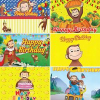 Cartoon George Monkey Background Cute Children Birthday Party Banner Decoration Supplies Baby Party Gifts Photo Shoot Prop