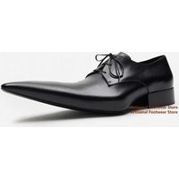 Sharp Pointy Toe Derby Shoes Men's Lace Up Formal Leather Shoes New In Stylish Business Casual Leather Shoes Trendy Men's Shoes