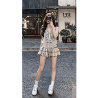 Korean Sweet Fashion Design Sleeveless Polka Dot Top High Waist Slimming Short Skirt Trendy Vest Set Women's Summer Outfit