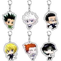 6pcs/set Anime Hunter X Hunter Keychain Man Key Chain for Accessories Cute Bag Pendant Key Ring Acrylic Cartoon for wholesale